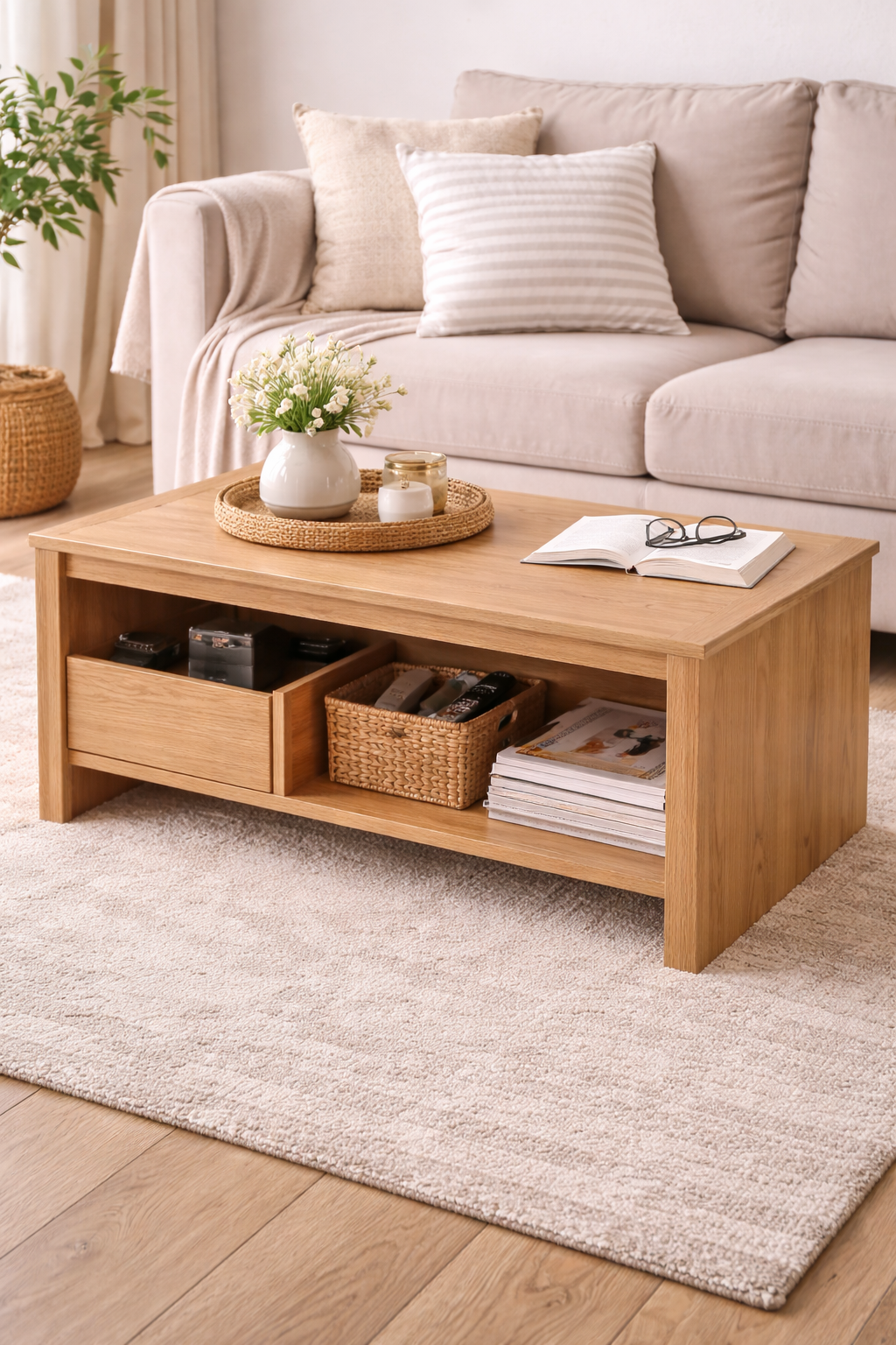 Wooden Coffee Table with Storage